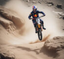 Un pro du BMX saute par-dessus une voiture de F1 en pleine course