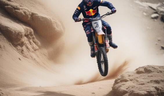 Un pro du BMX saute par-dessus une voiture de F1 en pleine course