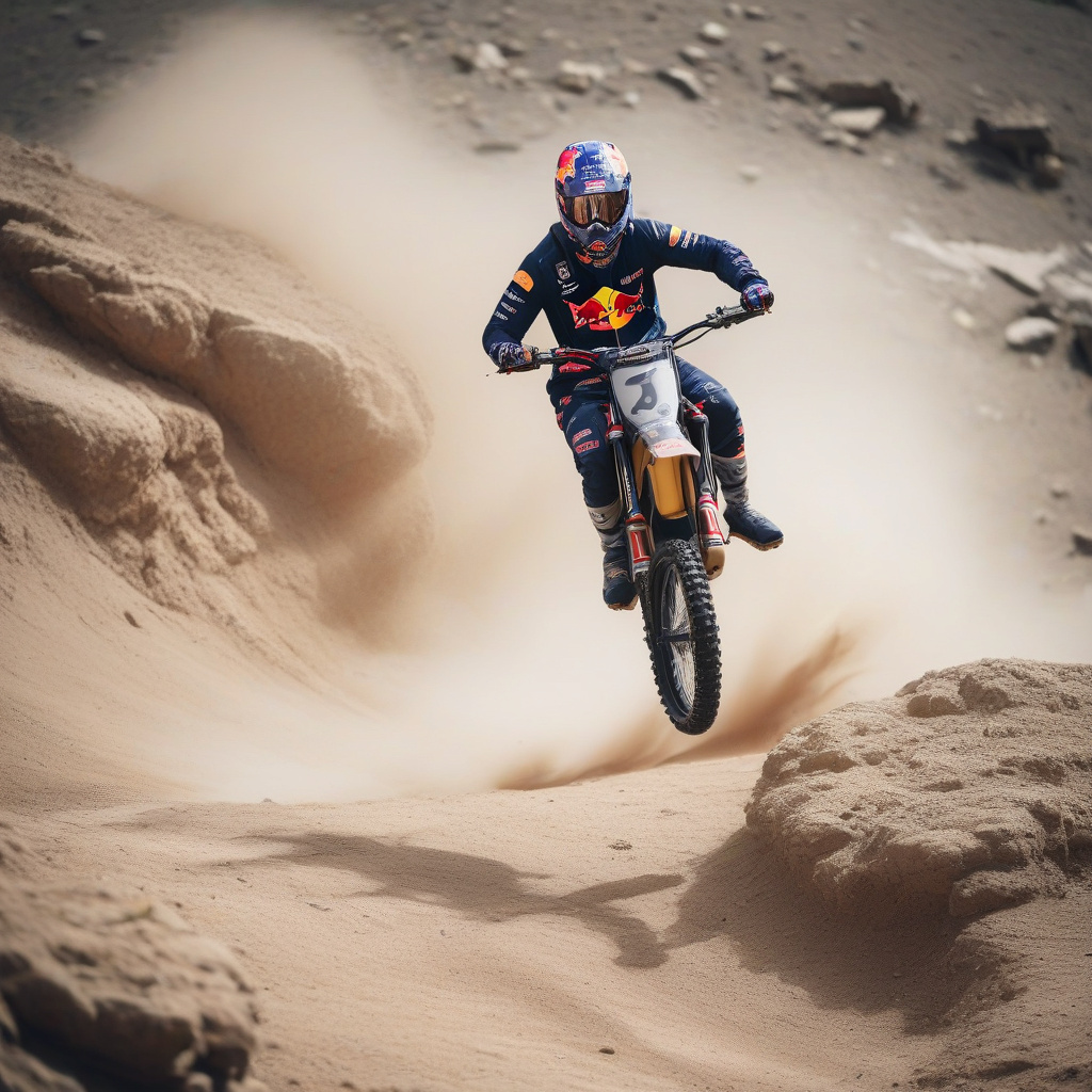 Un pro du BMX saute par-dessus une voiture de F1 en pleine course